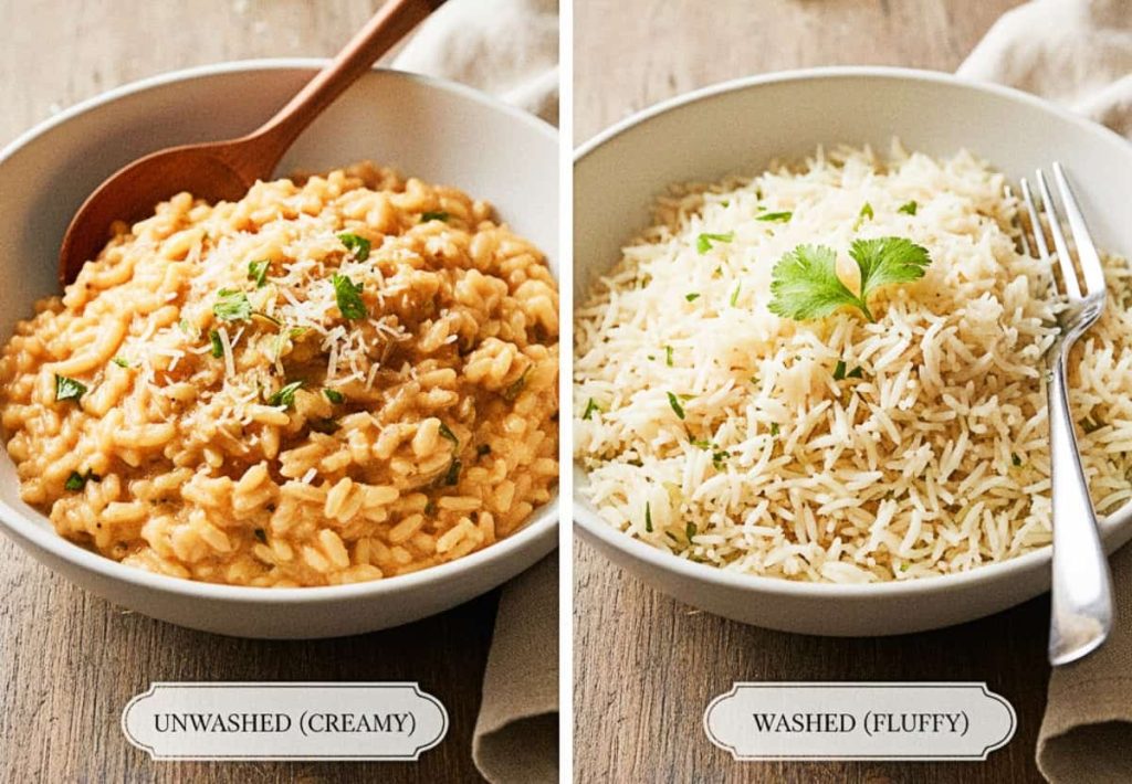 A culinary demonstration showing why is it wrong to wash rice in some cases to preserve vitamins vs washing for safety.