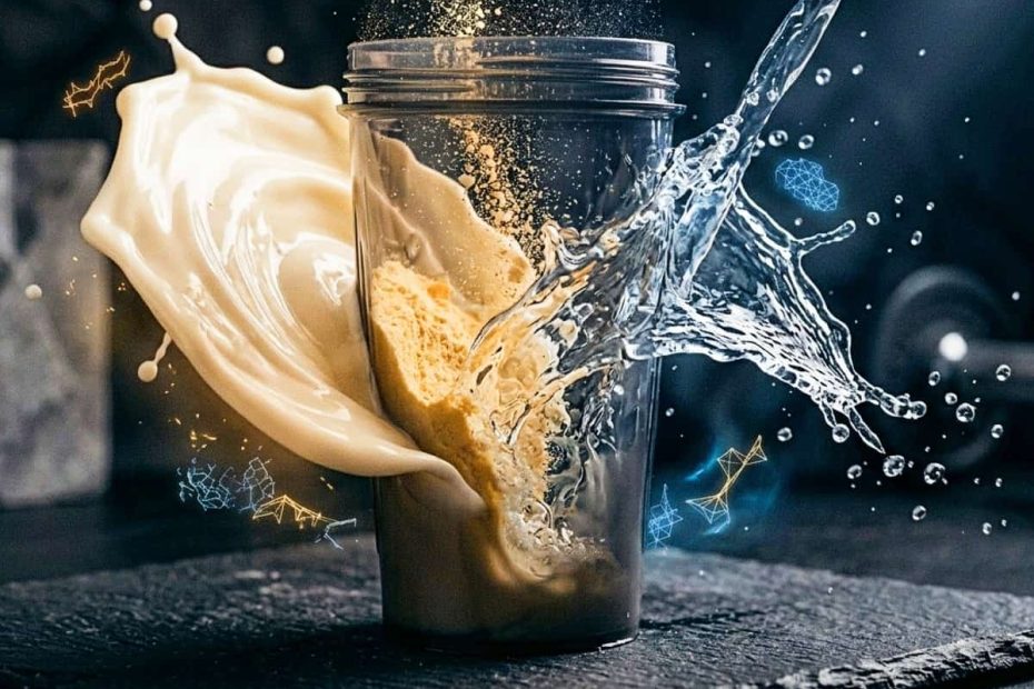 Washing white rice in a dark bowl with cloudy starchy water.